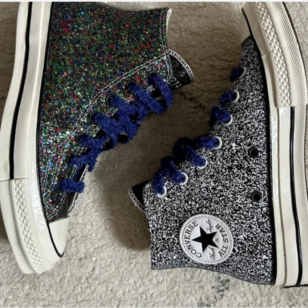 CONVERSE + J.W ANDERSON CHUCK TAYLOR ALLSTARS GLITTER‎ HIGH TRAINERS SZ M9 W11